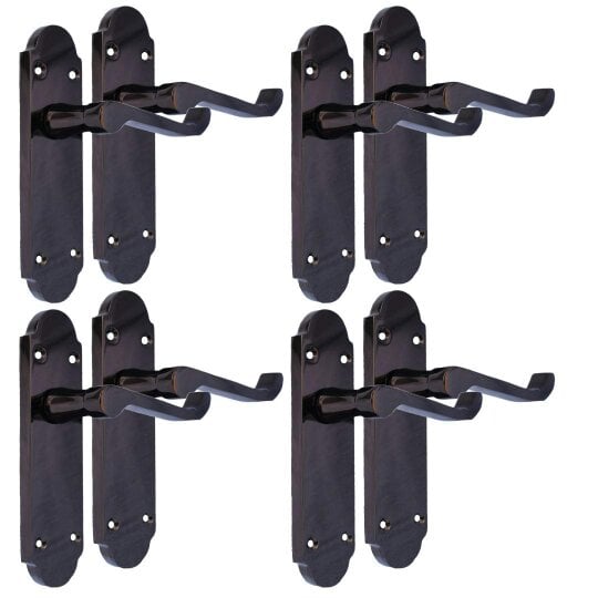 EDH Door Hardware Black Nickel Door Handles – Victorian Scroll Lever Latch Handles – 1, 4 or 6 Pairs – Handle Only or with Tubular Latches