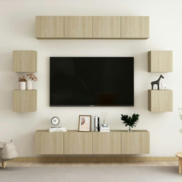 Berkfield 8 Piece TV Cabinet Set Sonoma Oak Engineered Wood