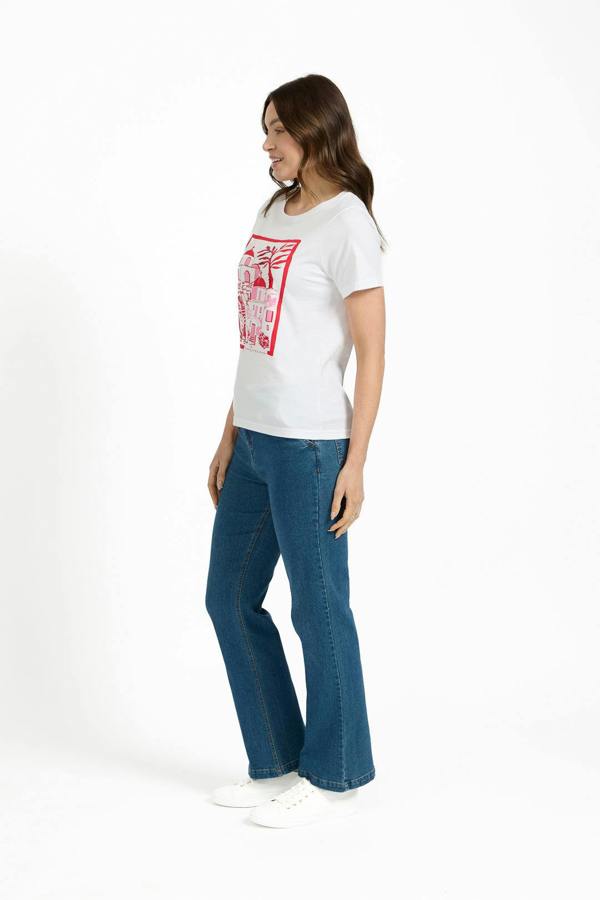 Mudflower Santorini Graphic Embellished Cotton Top