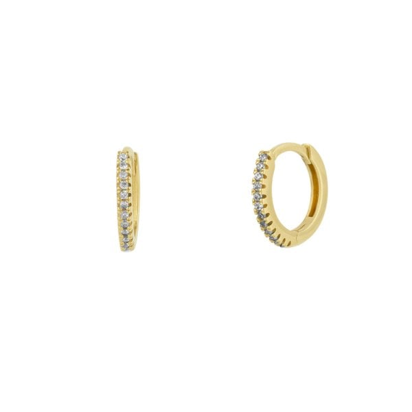 Spero London Fine Classic Pave Hoop Earrings 14ct Solid Gold