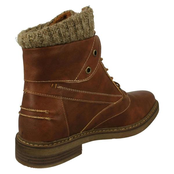 Spot On Ladies Spot On Knitted Cuff Ankle Boots F4447