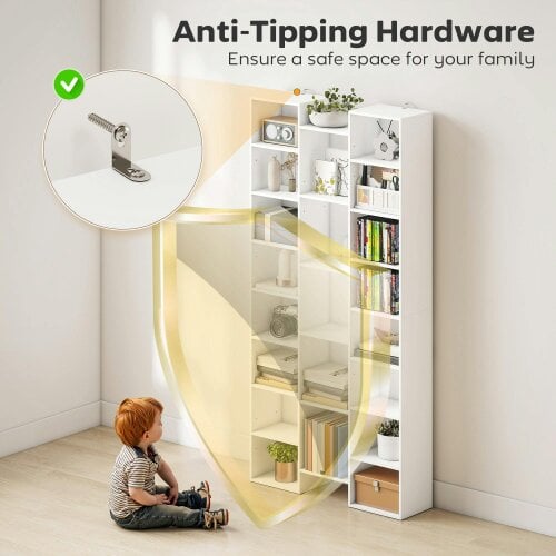 Wyld Haus Elpa Wooden White Twenty One Compartment Storage Bookcase
