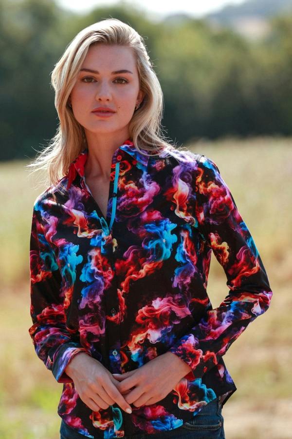 MULTICOLOUR SMOKE WOMENS PRINT SHIRT - Premium Men's Patterned Shirt by Claudio Lugli | Bold Design, Tailored Fit, Best Printed Shirts