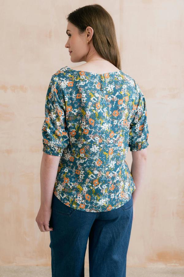 Lily & Me Meadow Printed Top Petrol