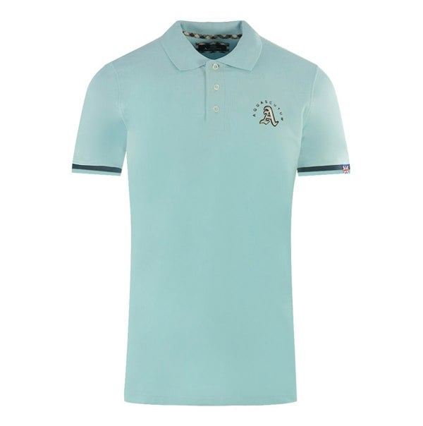 Aquascutum Embossed A Tipped Polo Shirt - Light Blue