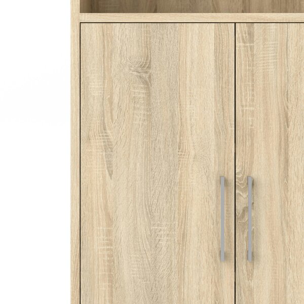 Wyld Haus Dris Natural Oak Wood Effect Bookcase 3 Shelves 2 Doors