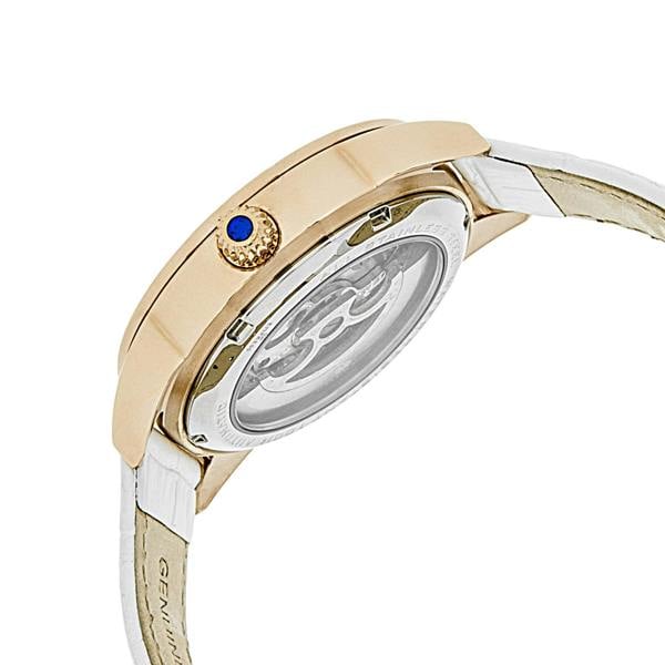 Empress Godiva Automatic MOP Leather-Band Watch - Rose Gold/White - EMPEM1106