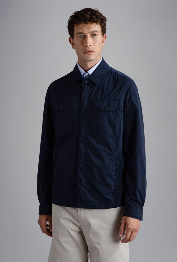 Paul & Shark Men's Garment Dyed Stretch Econyl® Nylon Shacket - Navy