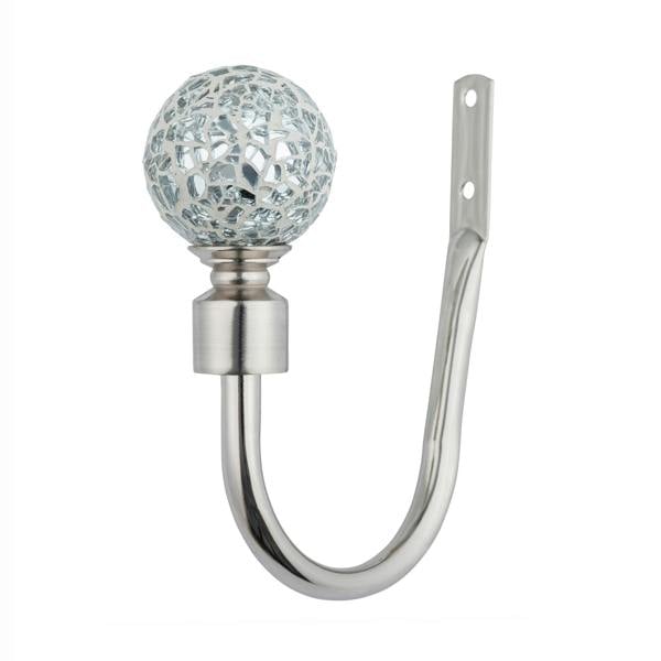 A.Unique Home Pair of Crackle Ball Metal Holdbacks (Pair of Holdbacks) - Brushed Steel