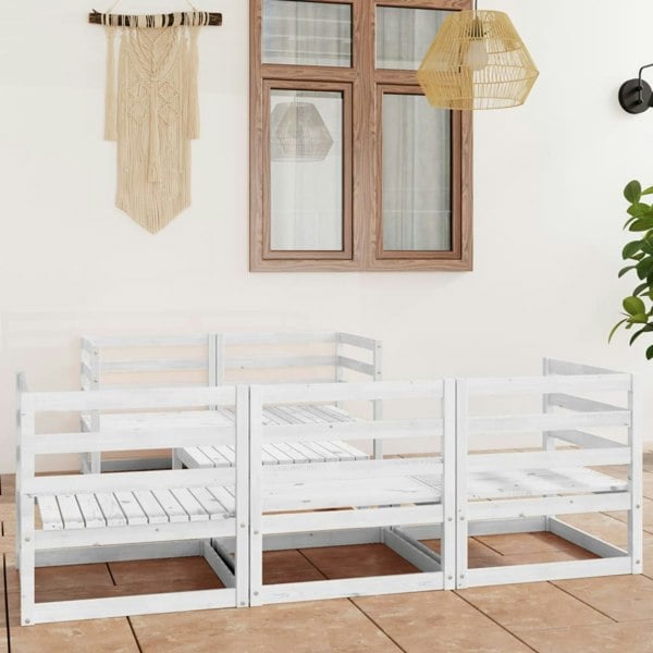 Berkfield 6 Piece Garden Lounge Set White Solid Wood Pine