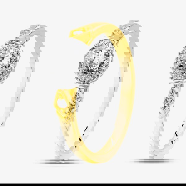 T. H. Baker 9ct Two Colour Gold Diamond Oval Shoulder Set Halo Ring 30981/33