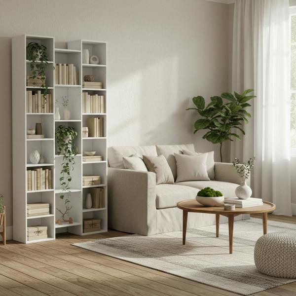 Wyld Haus Elpa Wooden White Twenty One Compartment Storage Bookcase