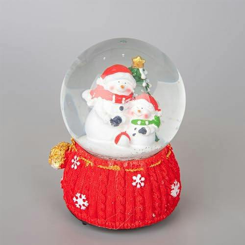 15cm Musical Christmas Snow Globe with Santa and Snowman Scene, Glass Ornament on Resin Base image 7