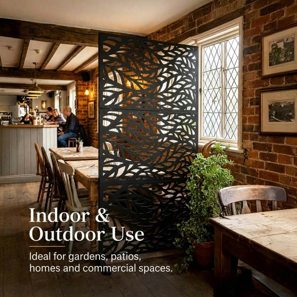 Nicoman Metal Indoor/Outdoor Privacy Screen 90cm x 180cm - Leaf
