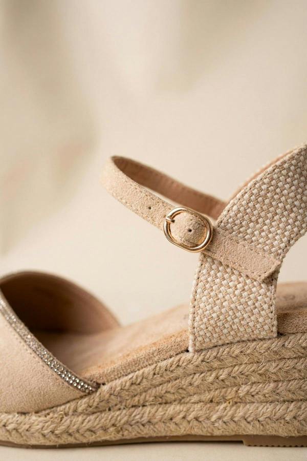 Constance Faux Suede Closed Toe Espadrille - Beige