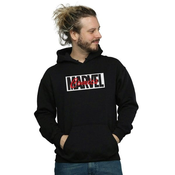 Marvel Mens Red Font Logo Hoodie - Black