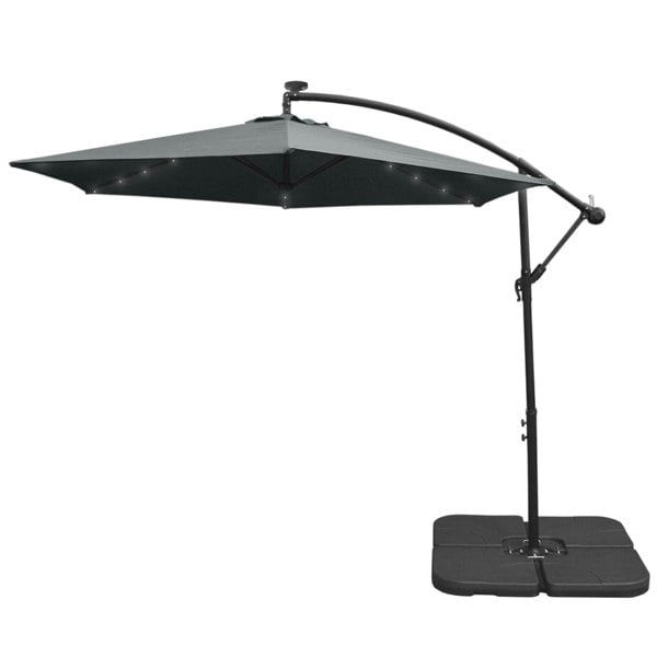 Monstershop Grey 3m LED Cantilever Parasol & Plain Base