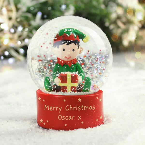 Personalised Elf Glitter Snow Globe - lifestyle shot