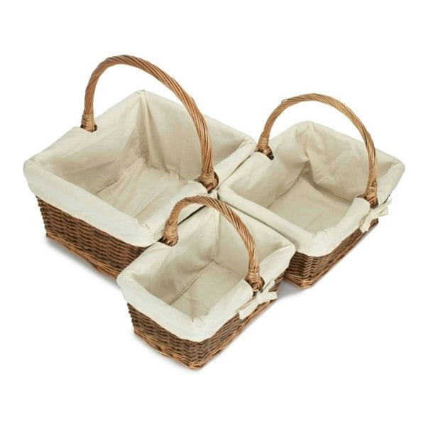 Rectangular Unpeeled Willow Shopping Basket