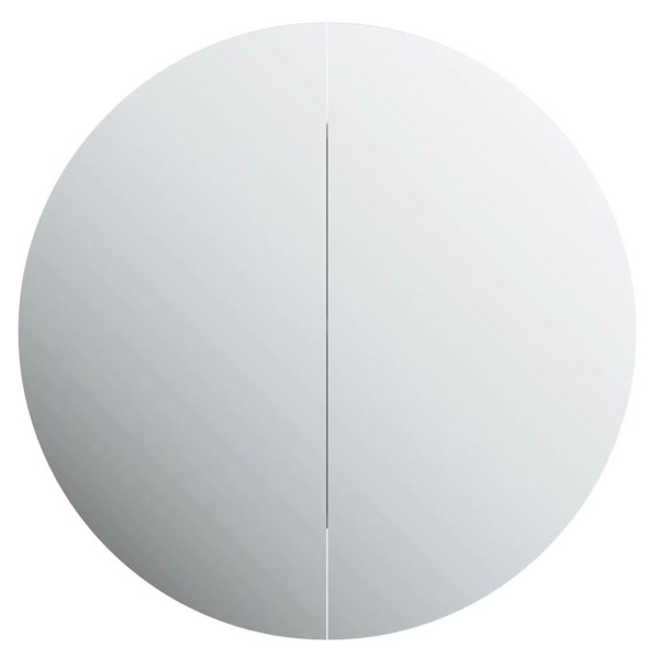 Berkfield Bathroom Cabinet with Round Mirror&LED Black 47x47x17.5 cm