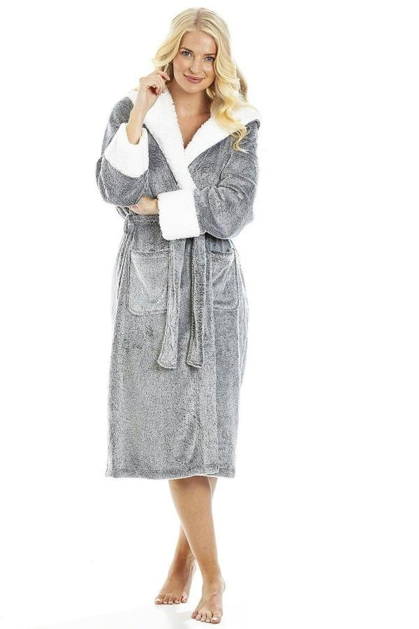 Women's Super Soft Bathrobe with Sherpa Lined Hood and Cuffs