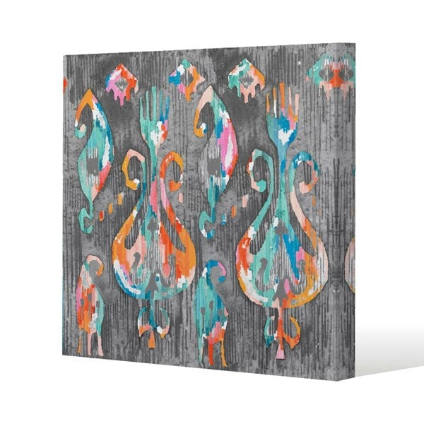 Benjamin Tate Design Trendy tribal pattern in watercolour style Slim Style Canvas Print  40x40cm , 15mm Slim Real wood.