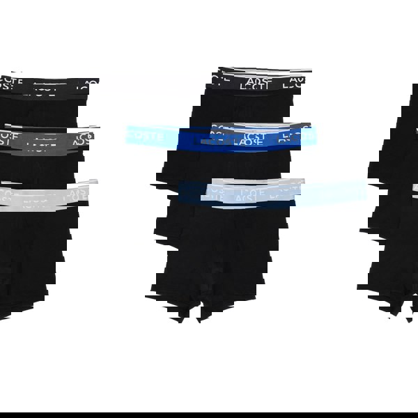 Lacoste 3 Pack Cotton Stretch Logo Trunks Black/Light Blue/Blue