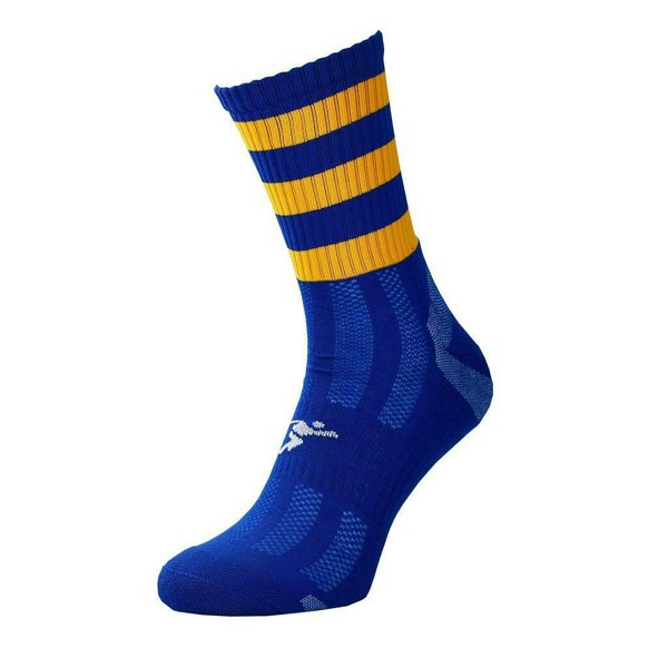 Precision Unisex Adult Pro Hooped Football Socks - Royal Blue/Amber Glow