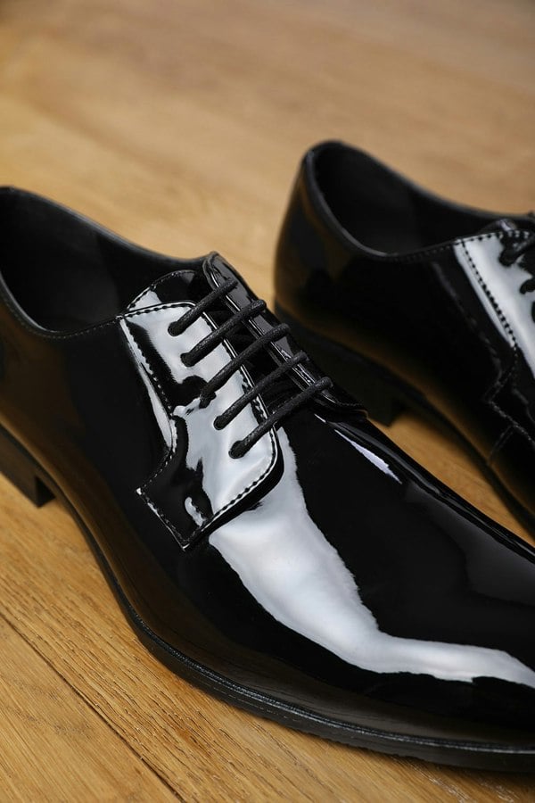 Where's That From David Lace Up Derby Formal Dress Work Shoes in Black Patent