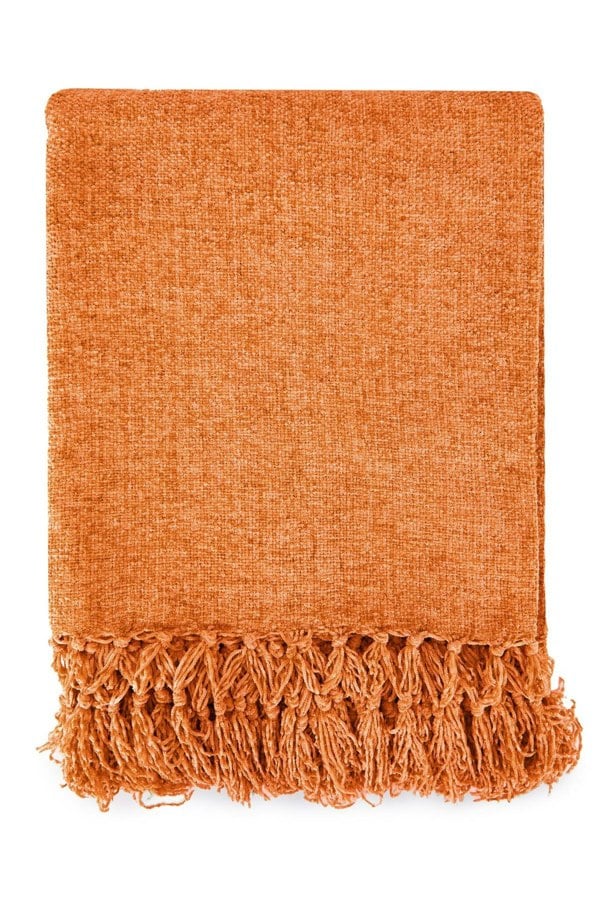 Emma Barclay Darcy Tassel Burnt Orange Blanket/Throw