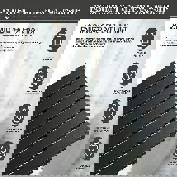 MANTRARAJ Bamboo Bathroom Bath Mat 60x35cm Non-Slip Feet Ideal for Home, Hotels, Spa, Indoor & Outdoor Black