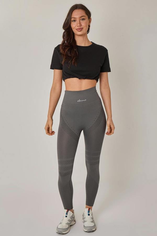 SculptFit Seamless Gym Leggings – High Waist Workout Leggings (Grey)