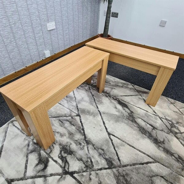 KOSY KOALA 2 Set Modern Light Wood Effect Dining Benches Wooden Seating for Dining Room Kitchen or Hallway (90 × 30 × 45 cm)