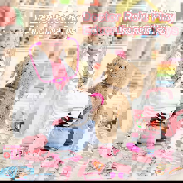 deAO Toys Kids Role Play Dentist Surgeon Vet Medical Light and Sound Electronic Stethoscope Lab Coat Cap Play Medical Equipmen