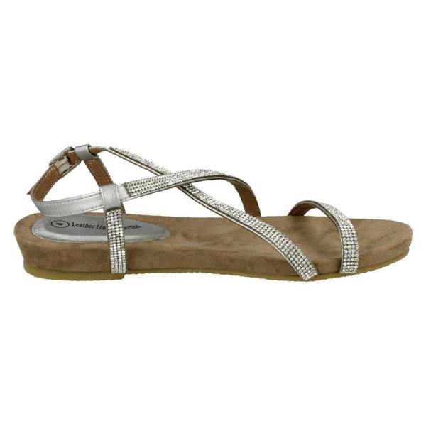 Leather Collection Ladies Leather Collection Diamante X Strap Sandals