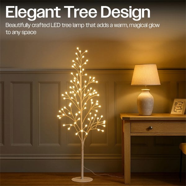 Xmas Haus 120cm 120 Warm White/w Micro Led Tree White 5M Lead