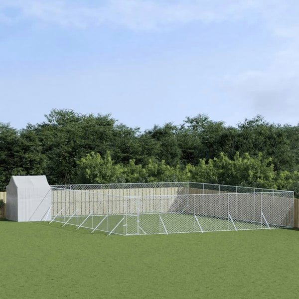 Berkfield Outdoor Dog Kennel with Roof Silver 12x12x2.5 m Galvanised Steel