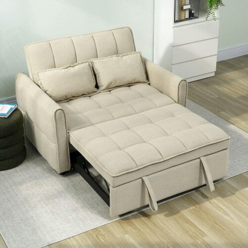 Wyld Haus Noel Cream 3 In One 2 Seater Sofa Bed With Adjustable Back And Cushions