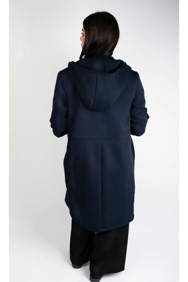 Meira Longline Hooded Coat With Rolled Sleeves - Khaki