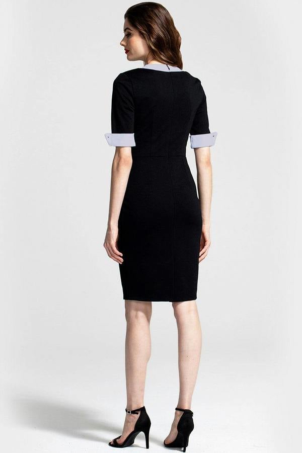 HotSquash Contrast Collar Short-Sleeved Dress