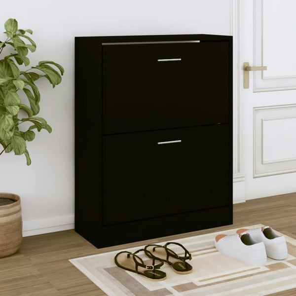 Berkfield Shoe Cabinet Black 63x24x81 cm Engineered Wood