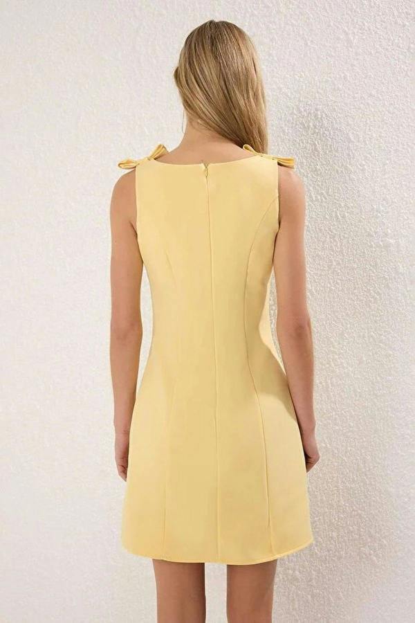 WOVCOR A-Line Mini Woven Dress with Bow