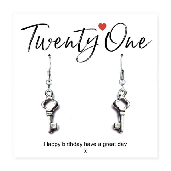 Aye Do Gifts 21st Birthday Key Earrings & Card