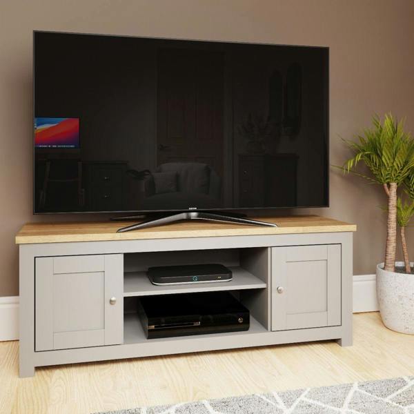 Timber Art Design Lisbon TV Unit Stand Media Cabinet 2 Doors + Shelf