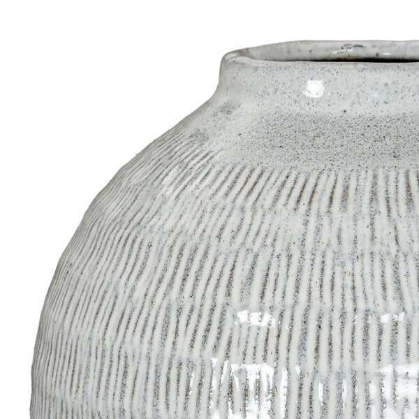 Wyld Haus Terravine White Medium Olpe Ceramic Vase with Textured Finish