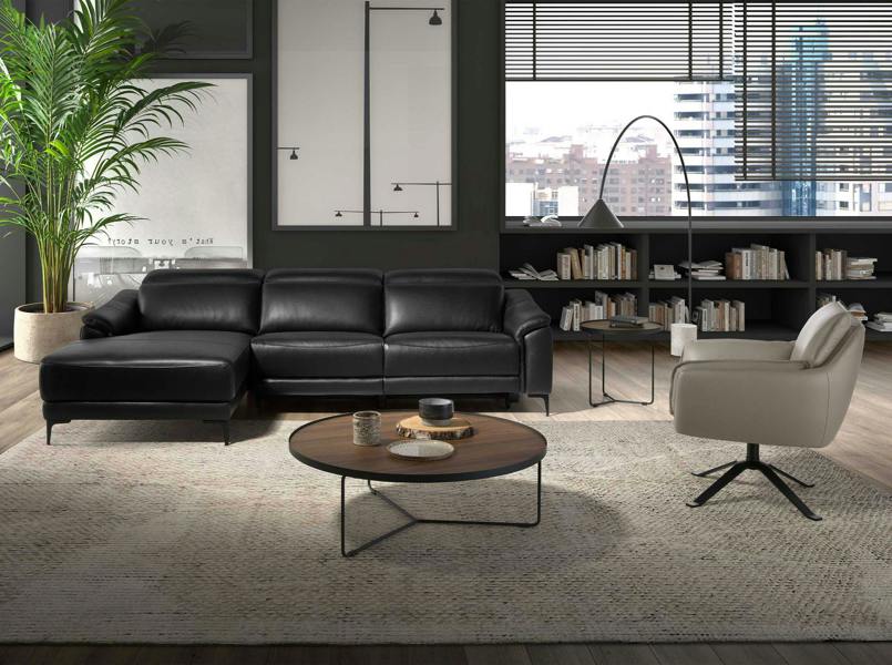 Angel Cerdá Relax corner sofa in black leather 6205/6206