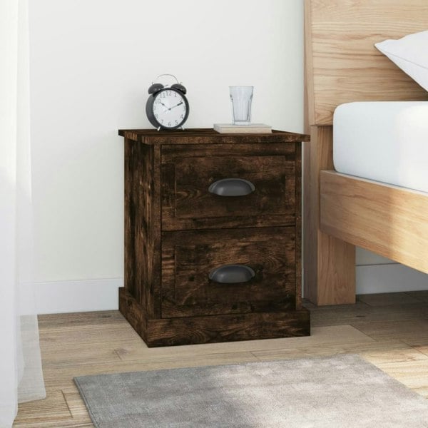 Berkfield Bedside Cabinet Smoked Oak 39x39x47.5 cm Engineered Wood