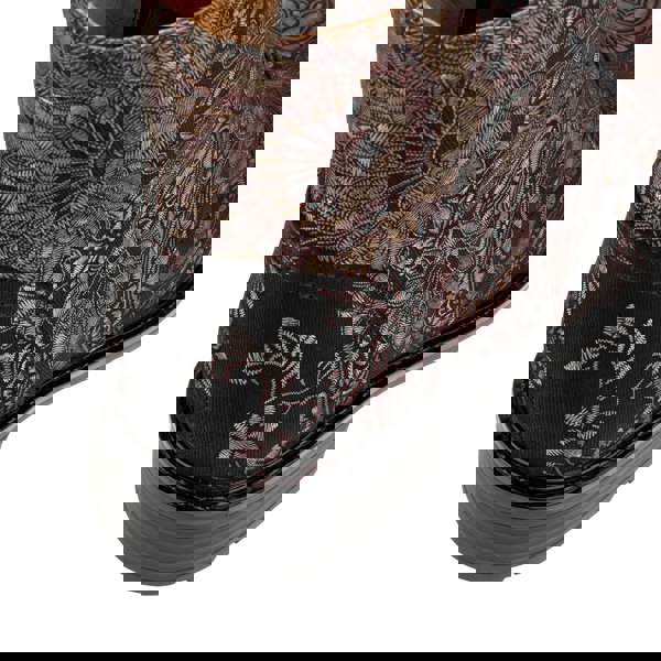 Embassy London Laviva Mid - Black & Gold & Burgundy - Women's rmid-height leather wide fitted ankle boot