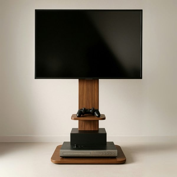 BMBO 2 Tier Adjustable TV Floor Stand With 2 Shelves