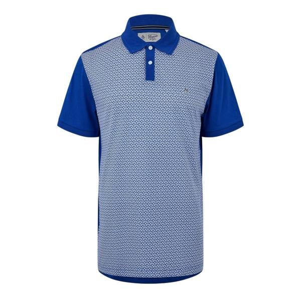 Original Penguin Mens Geometric Regular Short-Sleeved Polo Shirt - Mazarine Blue - 